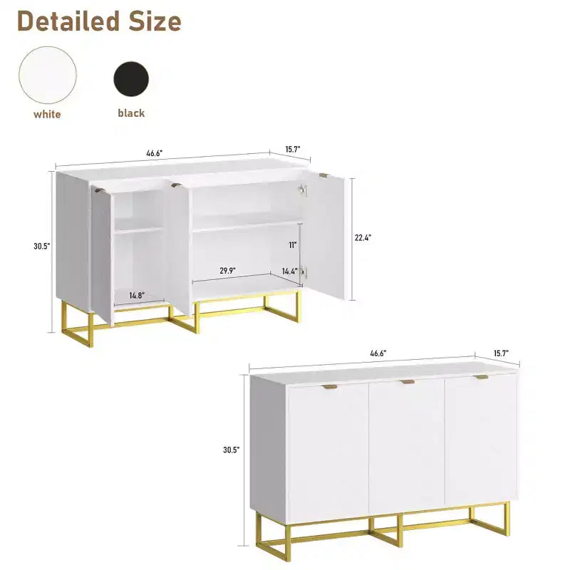 Meuble buffet, meuble de rangement avec étagères, console desserte en bois pour l'organisation, la cuisine, la salle à manger, le salon, l'entrée