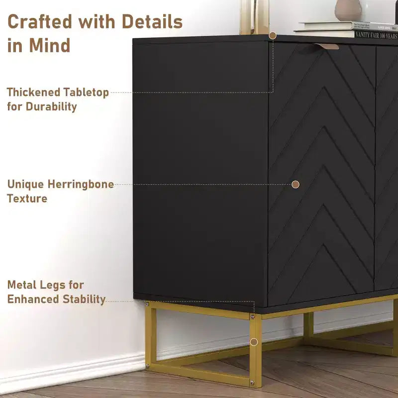 Meuble buffet, meuble de rangement avec étagères, console desserte en bois pour l'organisation, la cuisine, la salle à manger, le salon, l'entrée