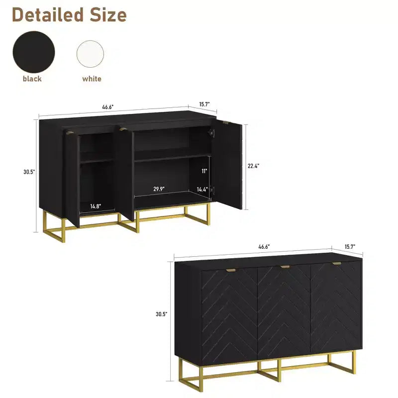 Meuble buffet, meuble de rangement avec étagères, console desserte en bois pour l'organisation, la cuisine, la salle à manger, le salon, l'entrée