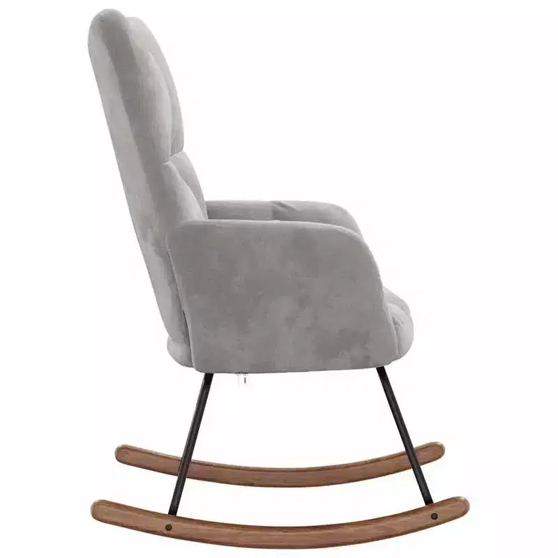Fauteuil à bascule d'appoint Rembourré pour Salon Velours - Gris Clair Sans Repose-pieds