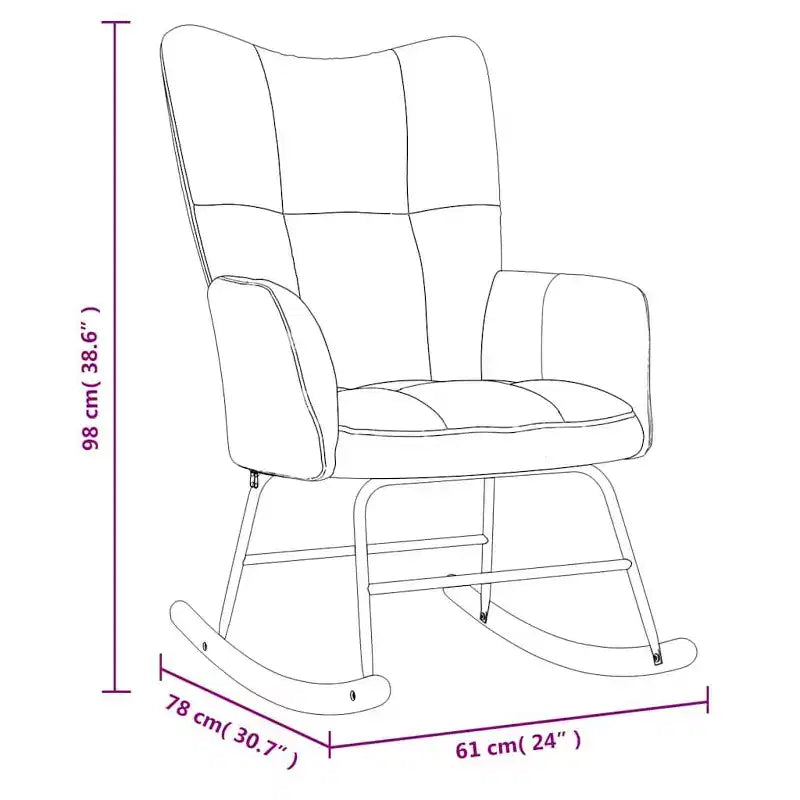Fauteuil à bascule d'appoint Rembourré pour Salon Velours - Gris Clair Sans Repose-pieds