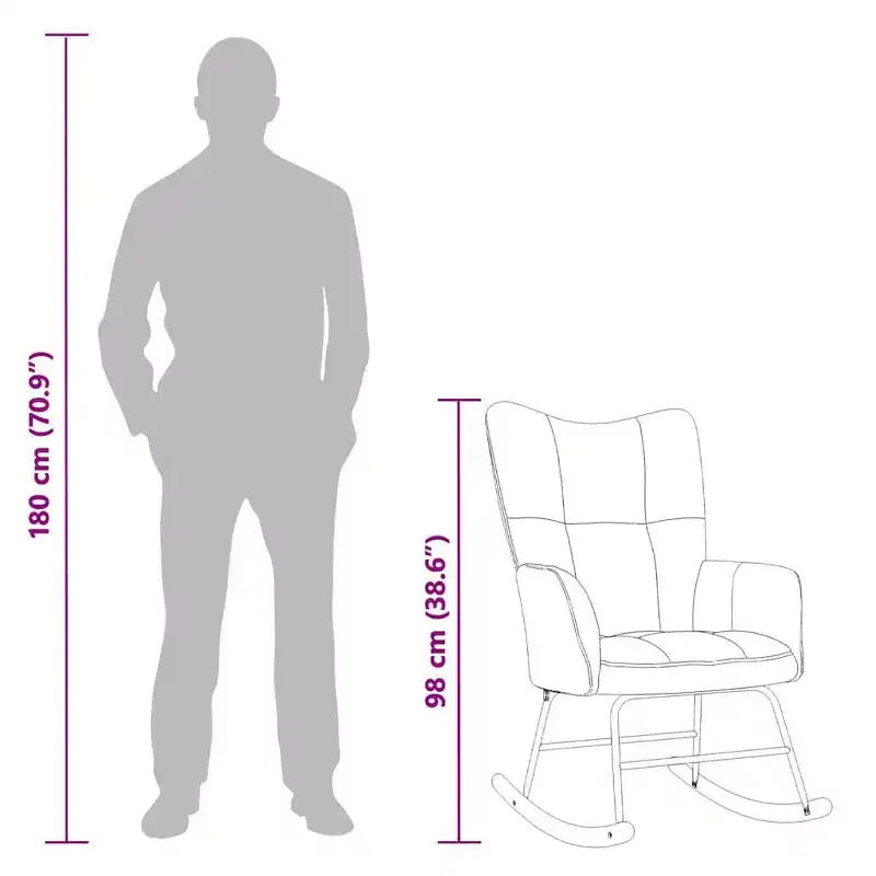 Fauteuil à bascule d'appoint Rembourré pour Salon Velours - Gris Clair Sans Repose-pieds