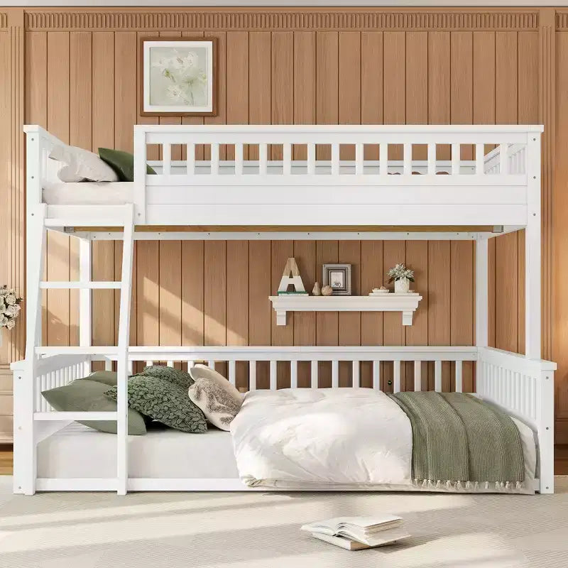 Twin XL/Full XL over Queen Bunk Bed with Ladder and Guardrails - ModernLuxe