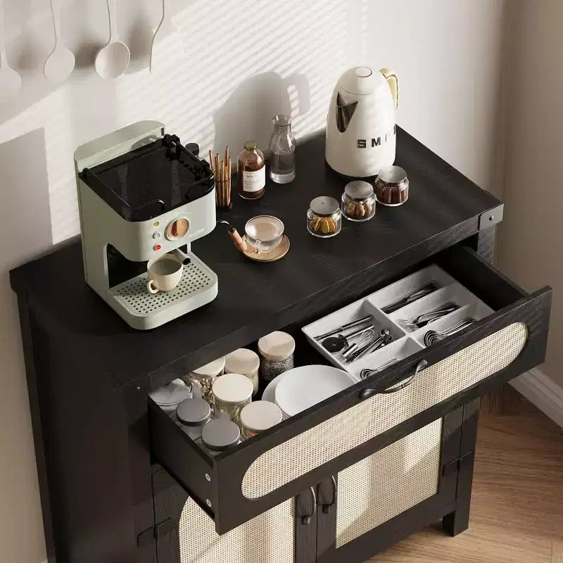 Enfilade décorative en rotin, bois naturel