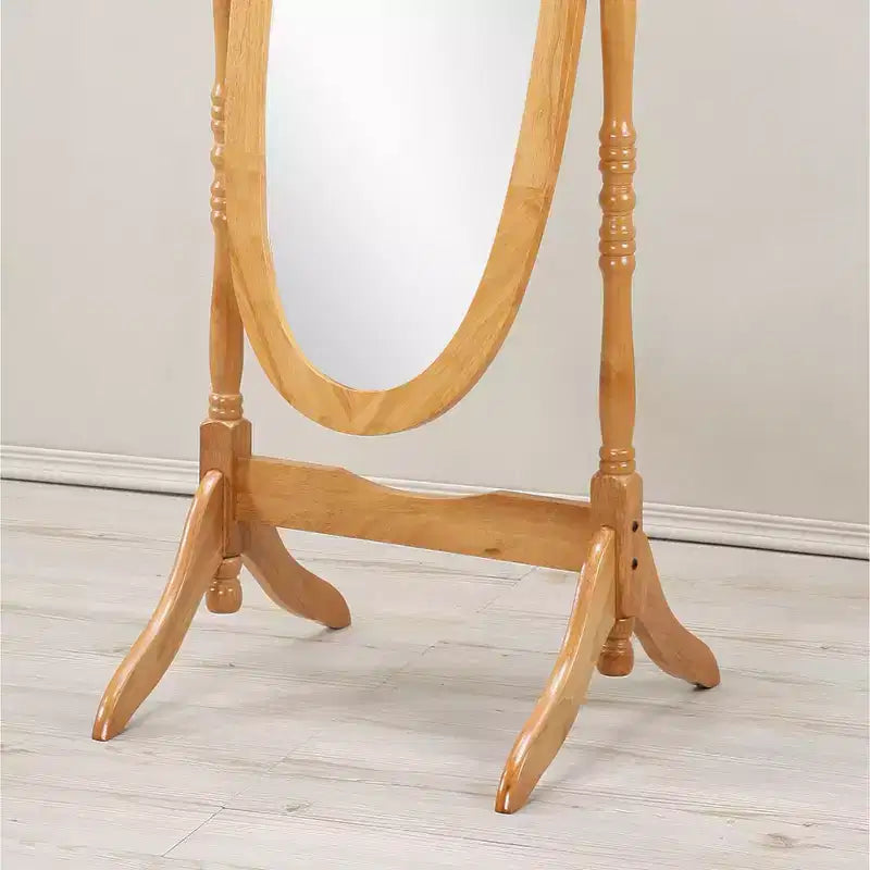 Miroir décoratif pleine longueur pour chambre à coucher, dressing, miroir psyché traditionnel sur pied avec cadre en bois, chêne