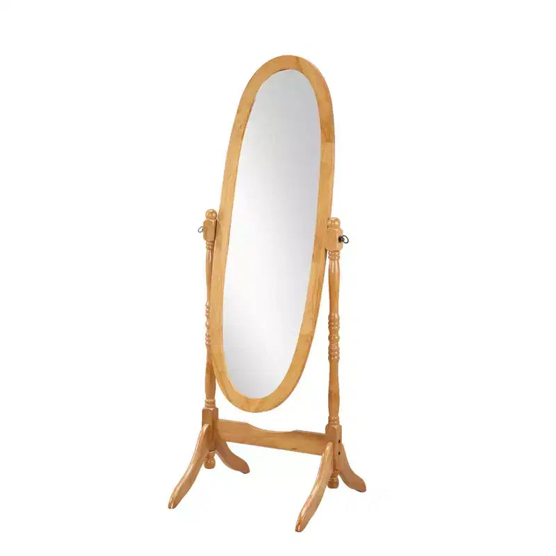 Miroir décoratif pleine longueur pour chambre à coucher, dressing, miroir psyché traditionnel sur pied avec cadre en bois, chêne