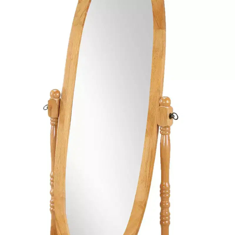Miroir décoratif pleine longueur pour chambre à coucher, dressing, miroir psyché traditionnel sur pied avec cadre en bois, chêne