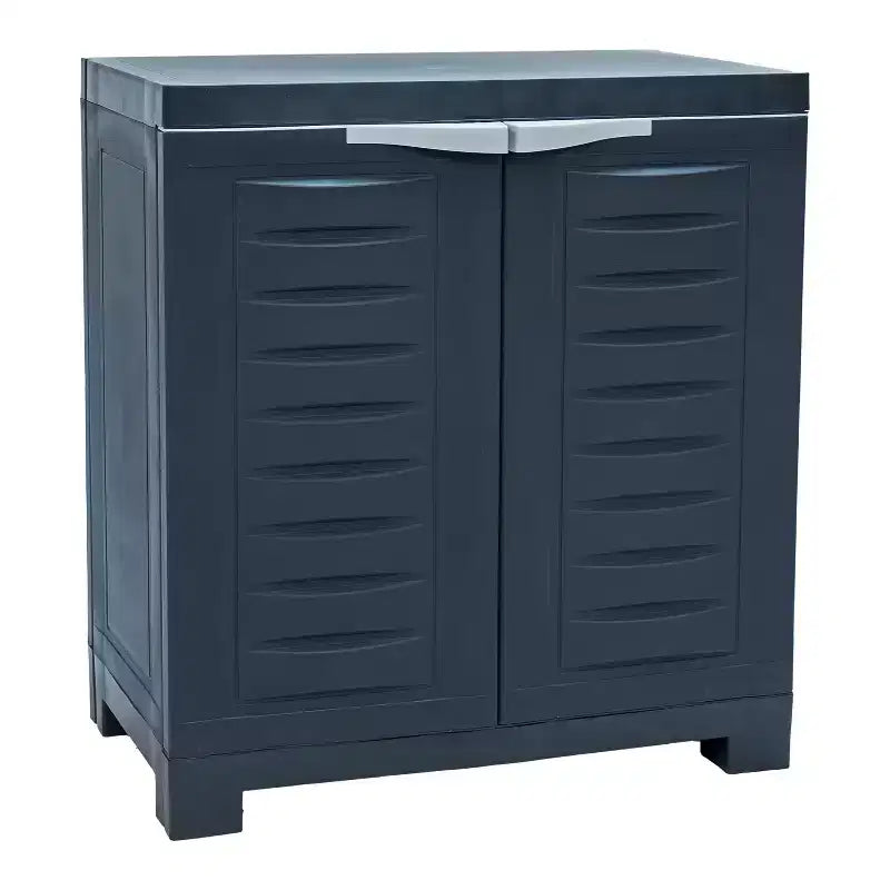 HomeRoots 26 Dark Gray Heavy Duty Plastic Two Door Utility Cabinet