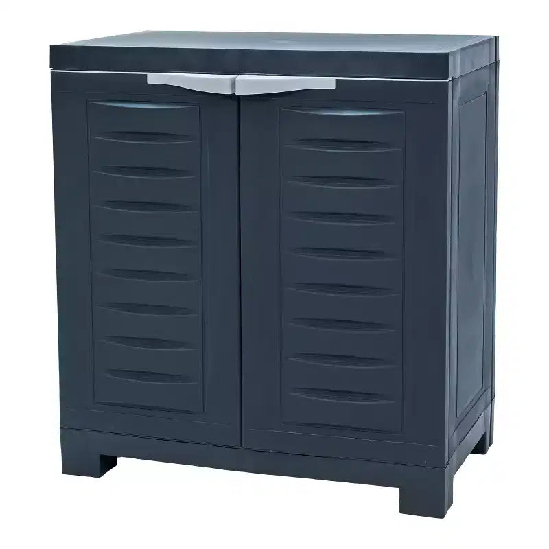 Armoire utilitaire à deux portes en plastique gris foncé et très résistante