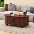 GDFStudio Laura Rustic Wooden Storage Coffee Table with Strip Sliding Door