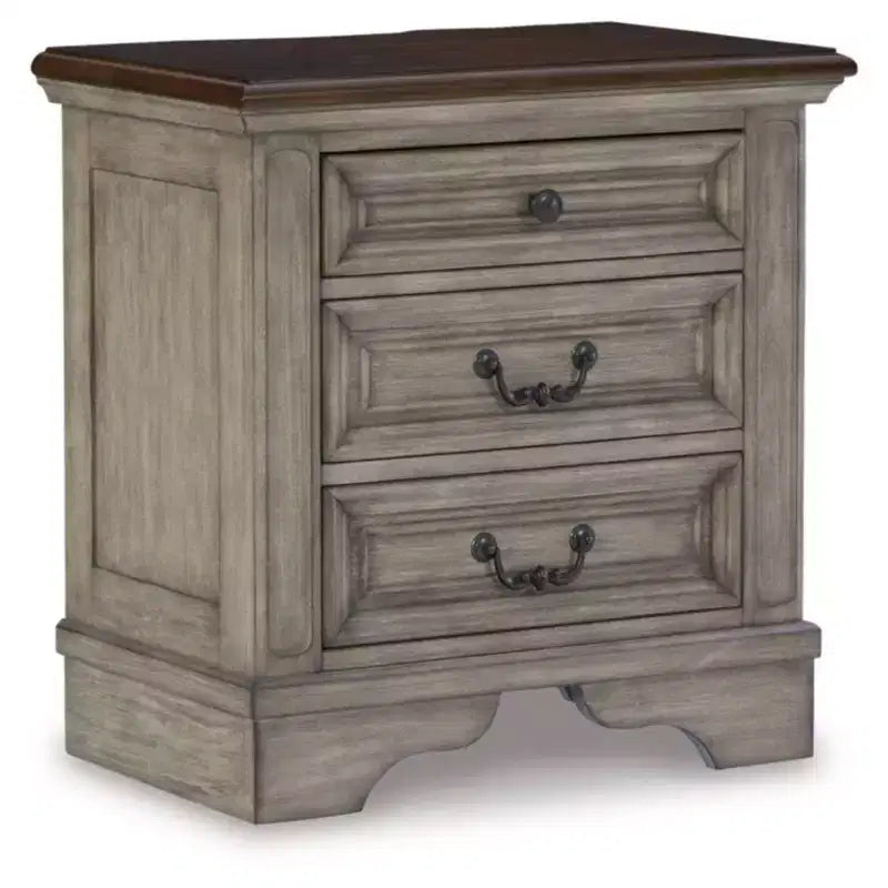 Lodenbay Nightstand Black/Gray - Signature Design by Ashley: Cottage Style with USB Ports & AC Outlets