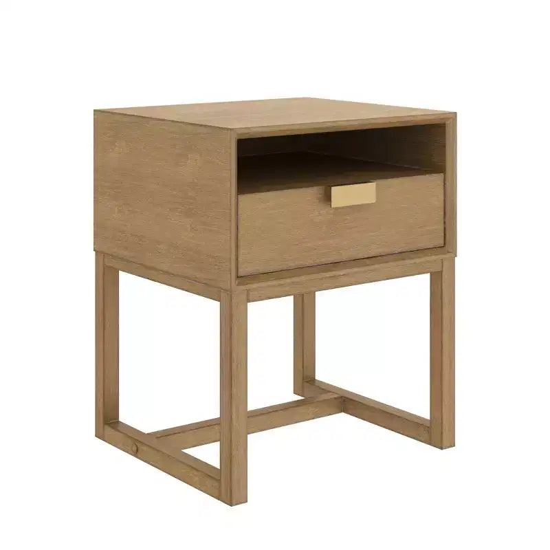 22" Luke Wood Nightstand with Open Cubby, Farmhouse Rustic Style - Nathan James