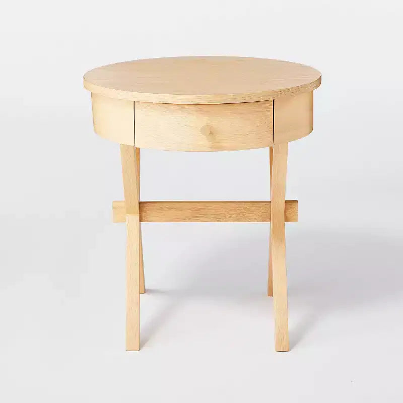 Table d'appoint avec tiroir bois clair naturel