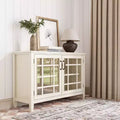 Meuble de rangement de style traditionnel, étagères réglables, portes vitrées