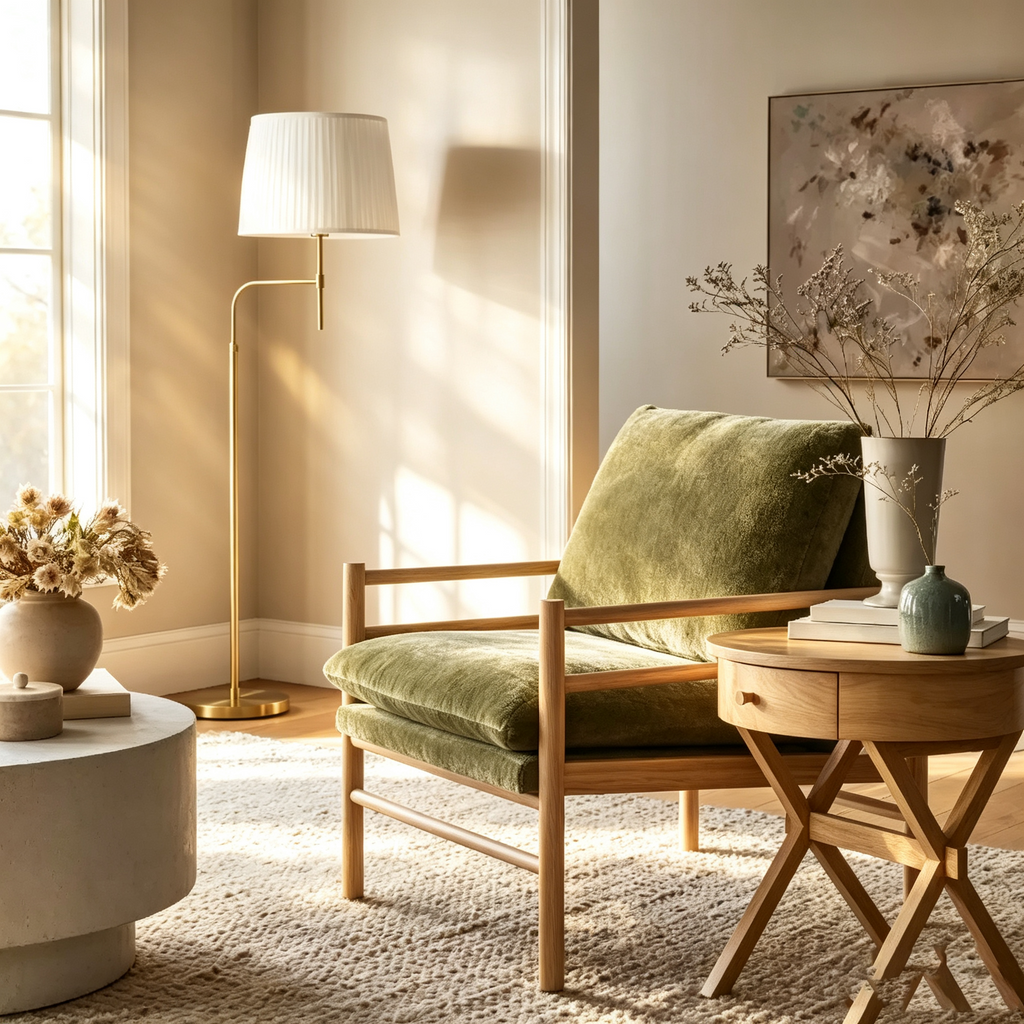 Table d'appoint avec tiroir bois clair naturel