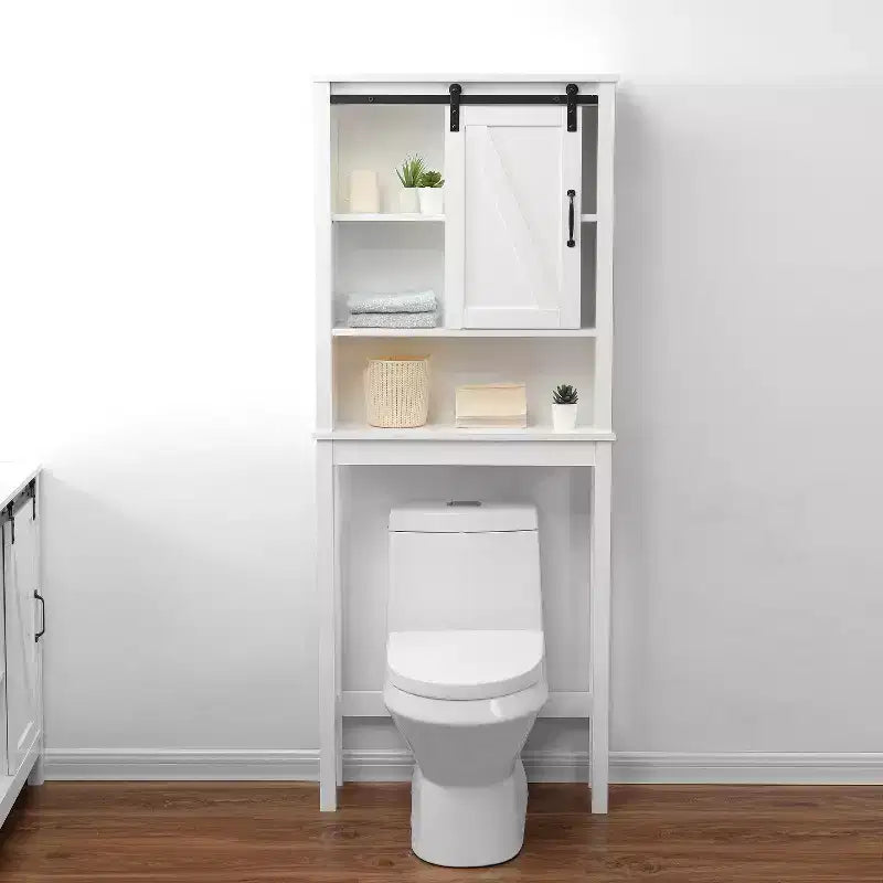 Meuble de rangement pour WC en MDF blanc style ferme