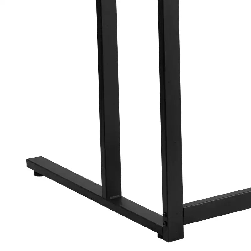Bureau en verre avec piédestal métallique noir