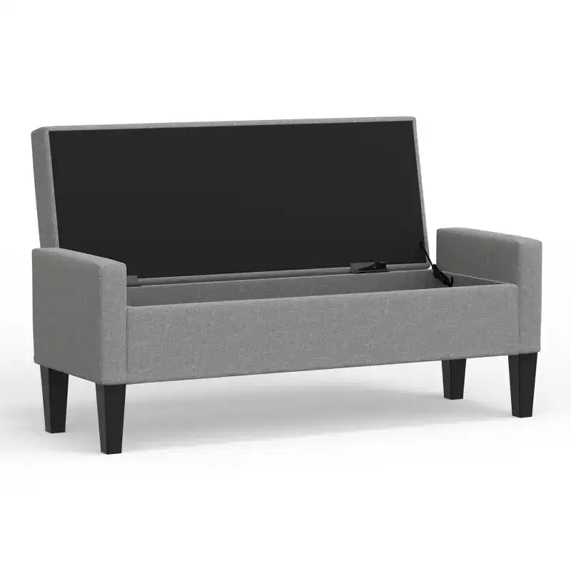 Banc de rangement capitonné avec accoudoirs tronqués