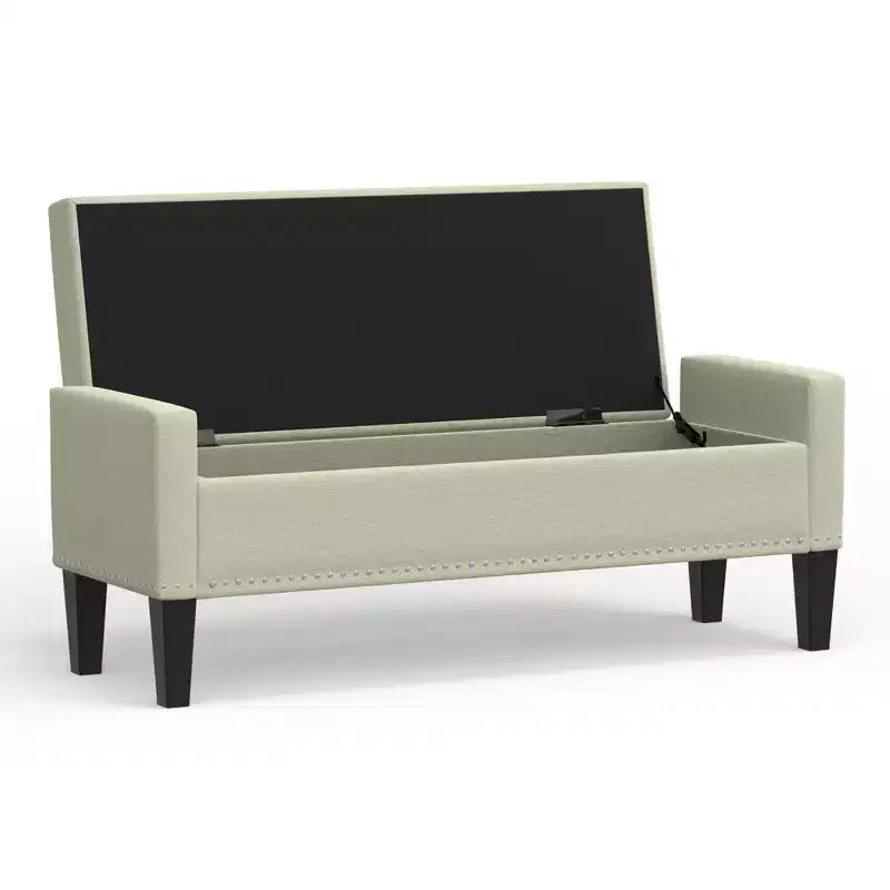 Banc de rangement capitonné avec accoudoirs tronqués