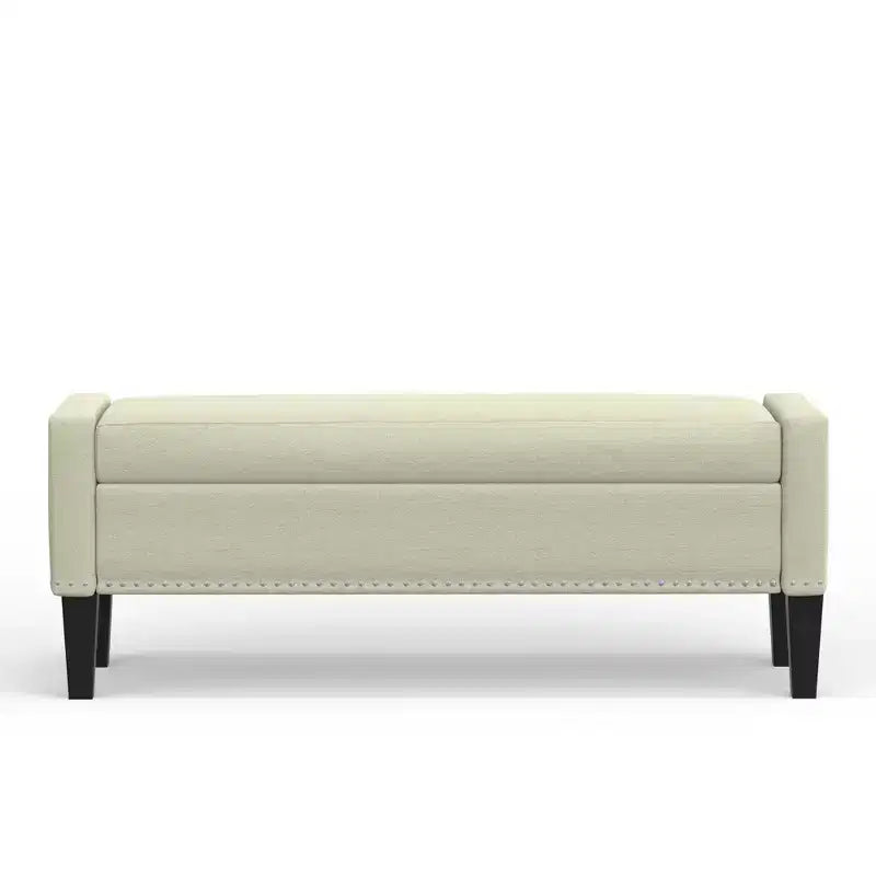 Banc de rangement capitonné avec accoudoirs tronqués