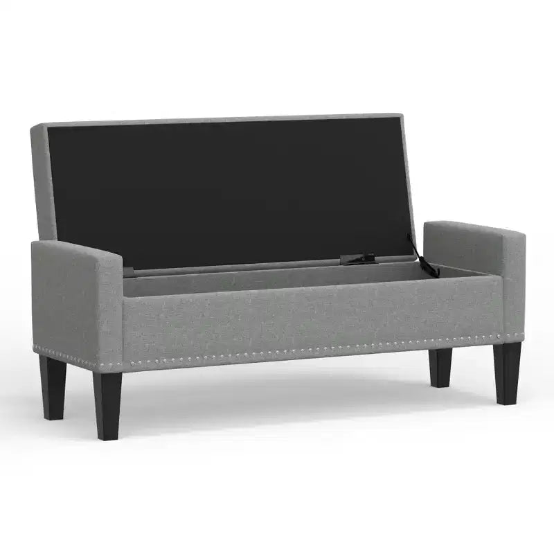 Banc de rangement capitonné avec accoudoirs tronqués