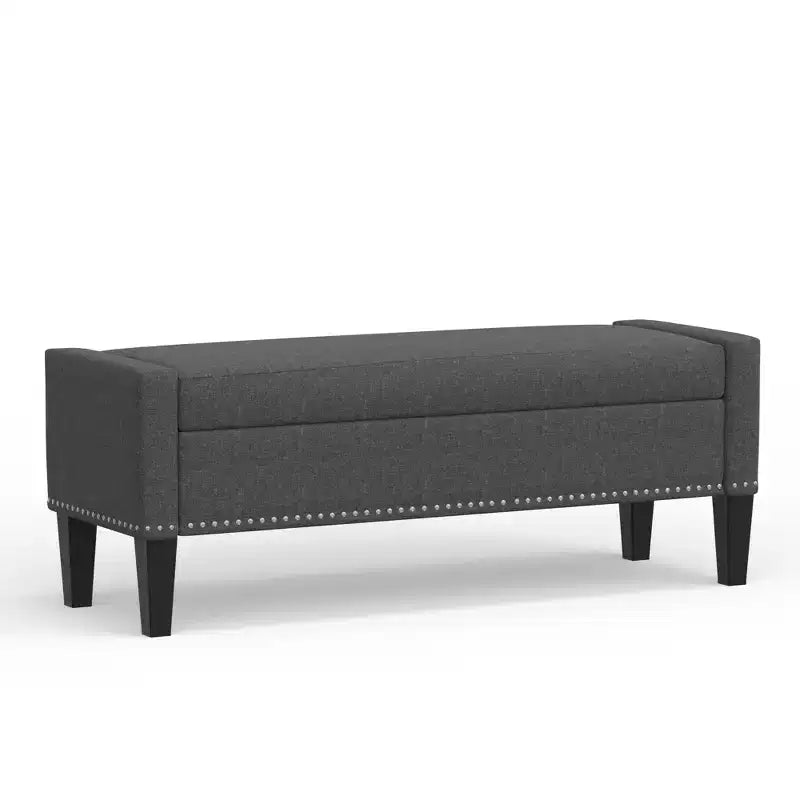 Banc de rangement capitonné avec accoudoirs tronqués