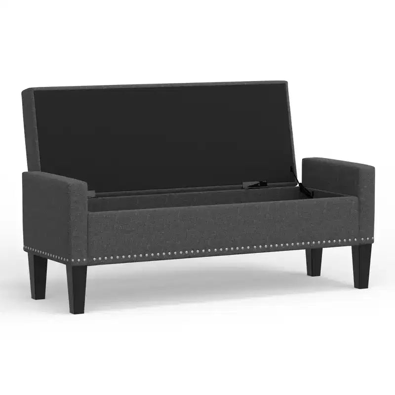 Banc de rangement capitonné avec accoudoirs tronqués