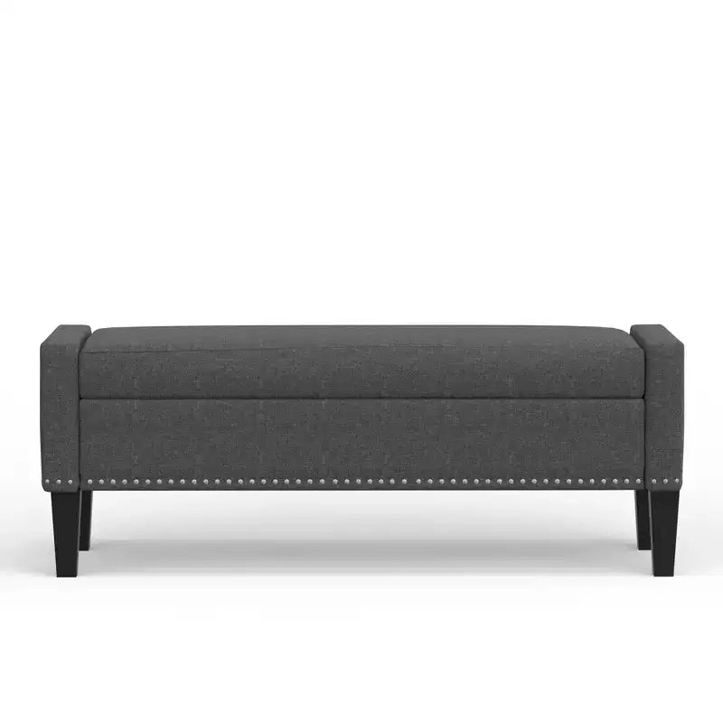 Banc de rangement capitonné avec accoudoirs tronqués