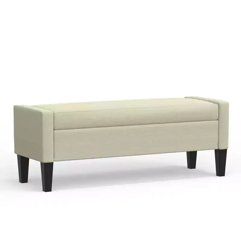 Banc de rangement capitonné avec accoudoirs tronqués