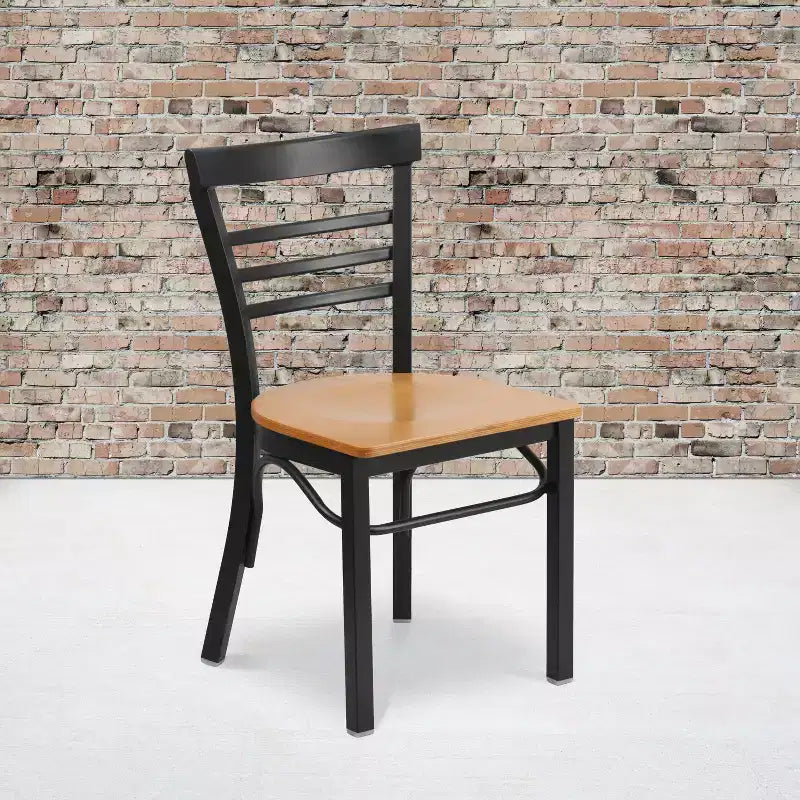 Chaise de restaurant en métal à dossier échelle trois barreaux