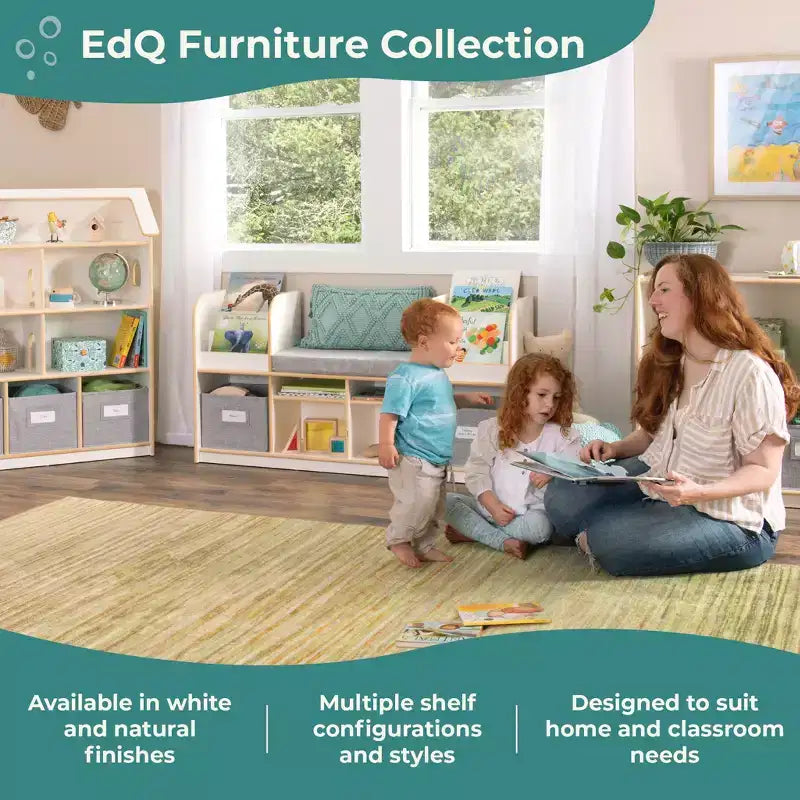 Étagère Bibliothèque Maison de Poupées : Meuble en bois pour le jeu d'imitation des enfants, pour salle de jeux et salle de classe, avec bacs pour jouets et poupées