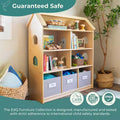 Guidecraft EdQ Dollhouse Bookshelf: Wood Kids' Pretend Play Furniture for Playroom and Classroom with Bins for Toys and Dolls