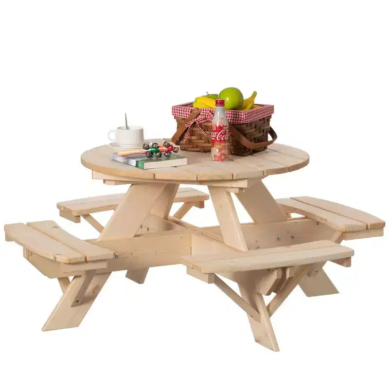 Table de pique-nique ronde en bois Gardenised pour enfants, Banc de table d'extérieur pour enfants, Table de patio pour activités créatives, repas et jeux