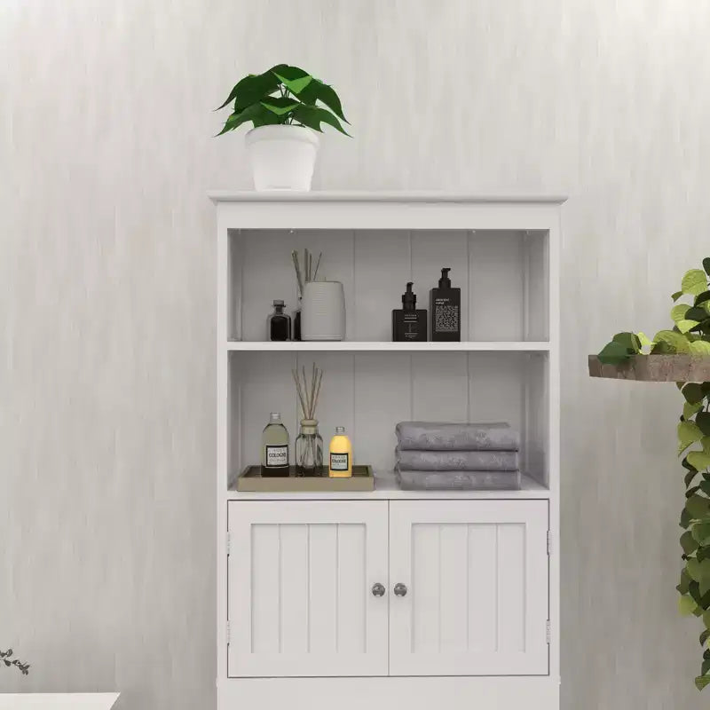 Meuble de rangement de salle de bain autoportant avec étagères au-dessus des toilettes, blanc