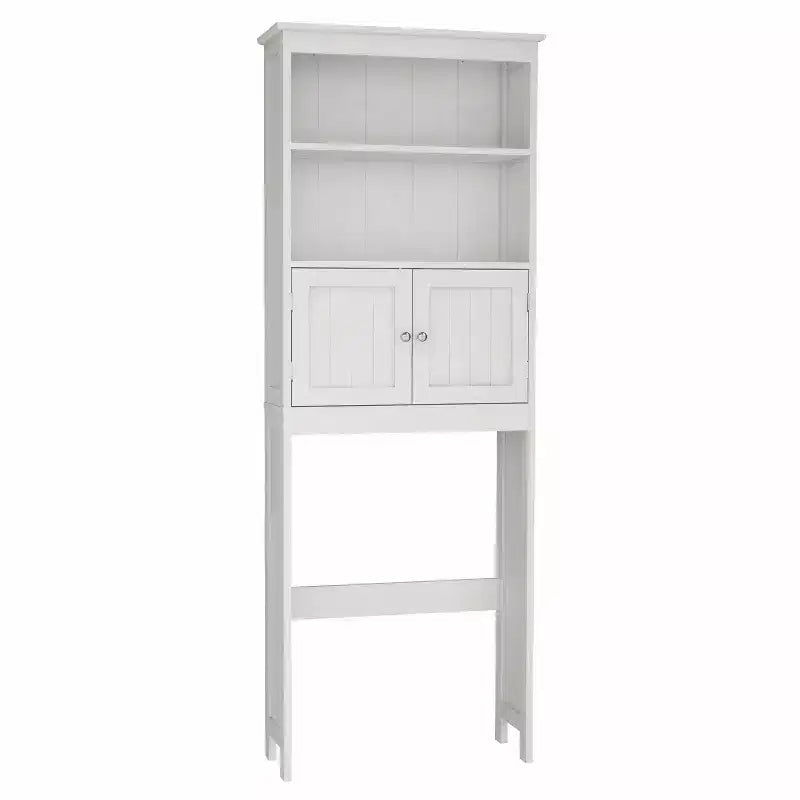 Meuble de rangement de salle de bain autoportant avec étagères au-dessus des toilettes, blanc